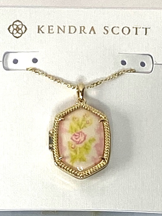 Kendra Scott Jewelry - Kendra Scott Gold Floral Pink and Green Locket Necklace